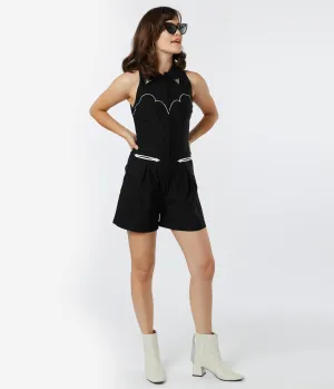 1950s Style Black Mojave Western Romper