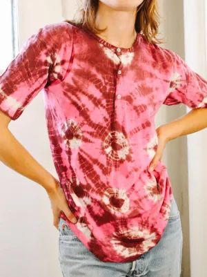 1970's Pink Tie Dye Henley