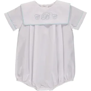 30105-Monogrammable White Baby Boy Bubble Romper