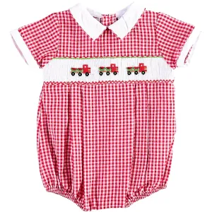 90042-Red Watermelon Truck Baby Boy Bubble Romper