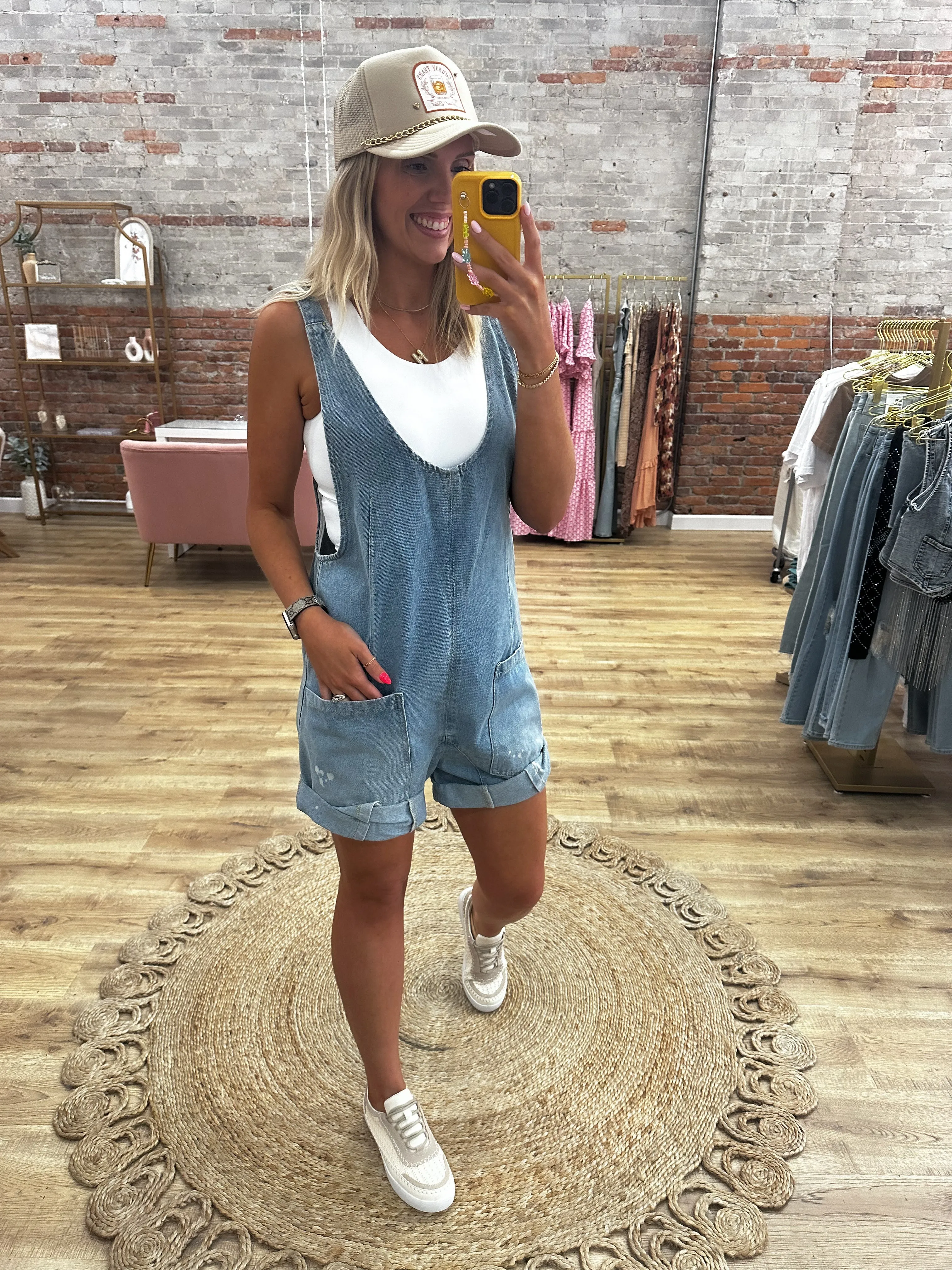 All Fun & Games Bleached Denim Romper