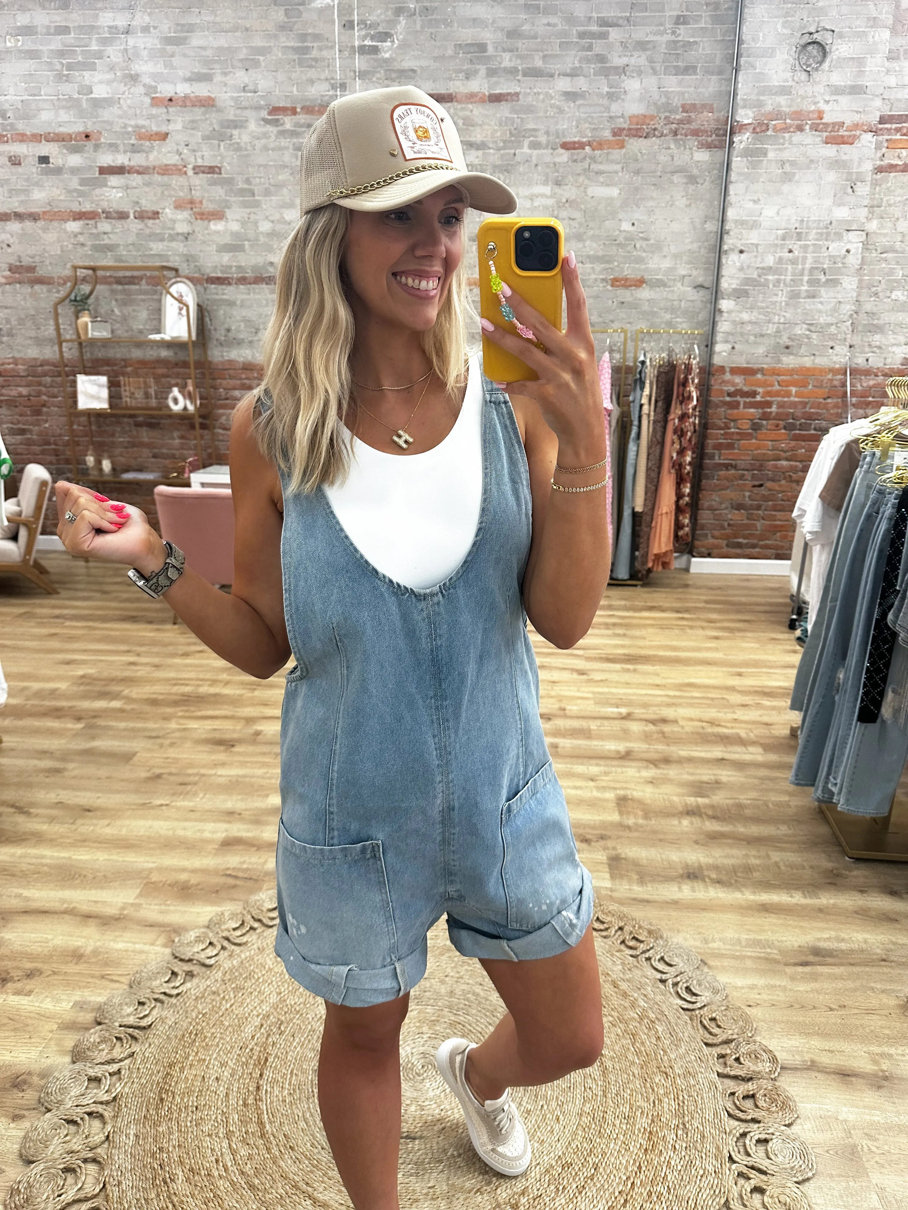 All Fun & Games Bleached Denim Romper