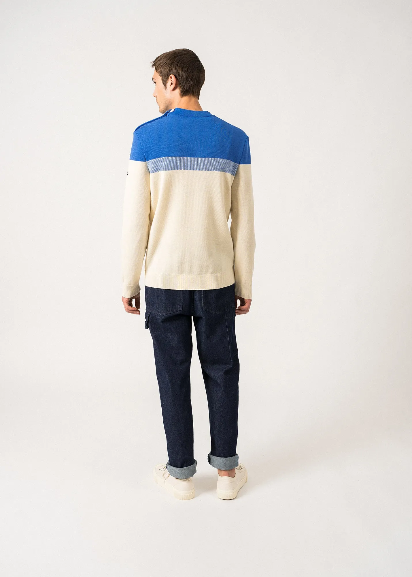 Aquitaine sailor jumper - regular fit, in wool (ECRU/MER)