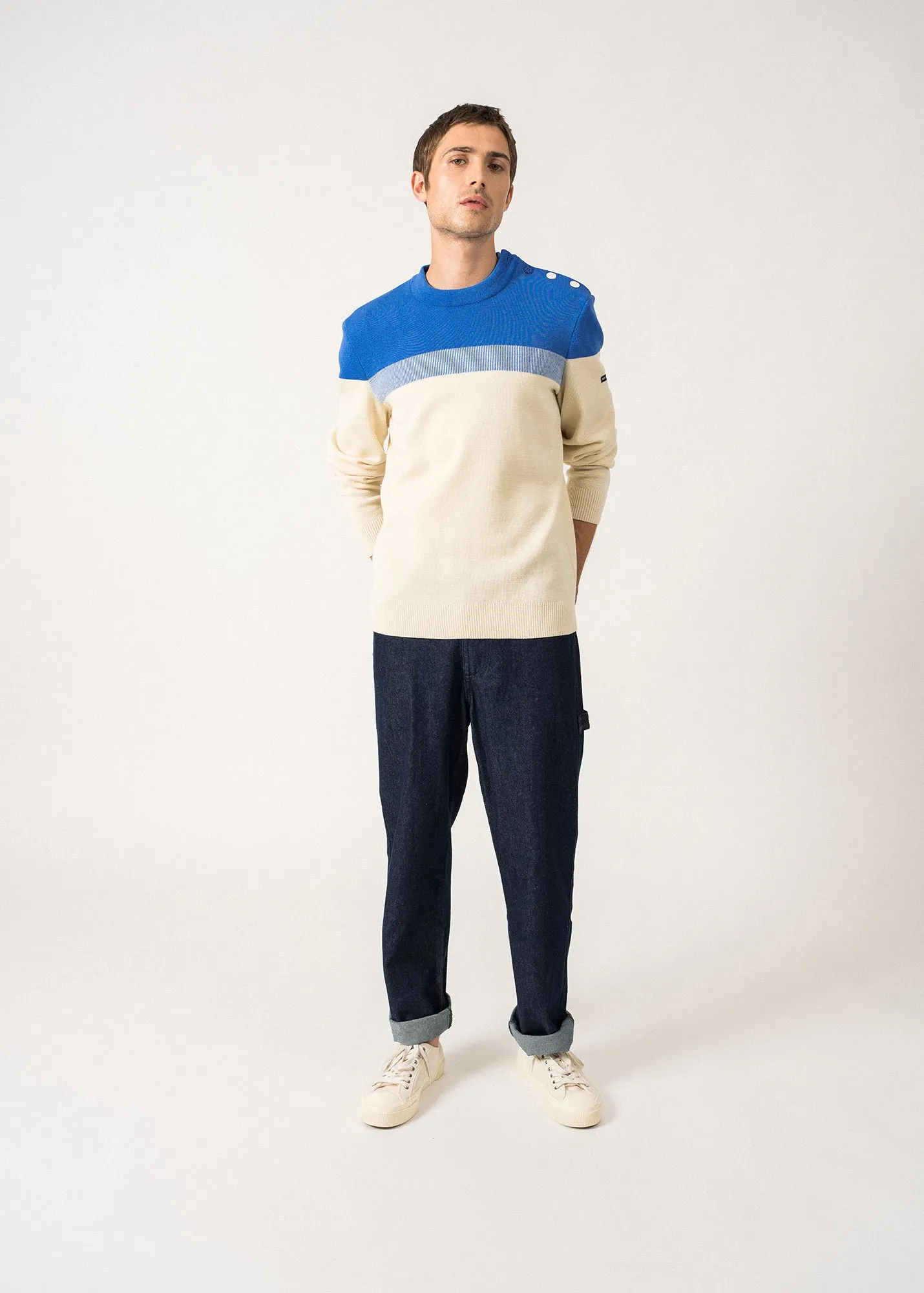 Aquitaine sailor jumper - regular fit, in wool (ECRU/MER)