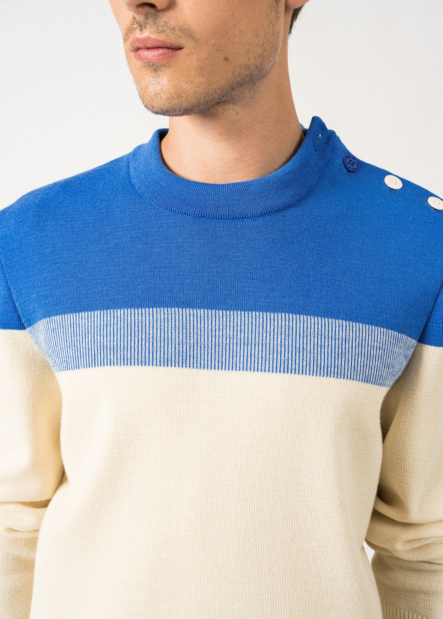 Aquitaine sailor jumper - regular fit, in wool (ECRU/MER)