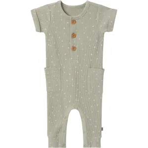 Baby Boys Medium Green Triangles Short Sleeve Long Leg Romper