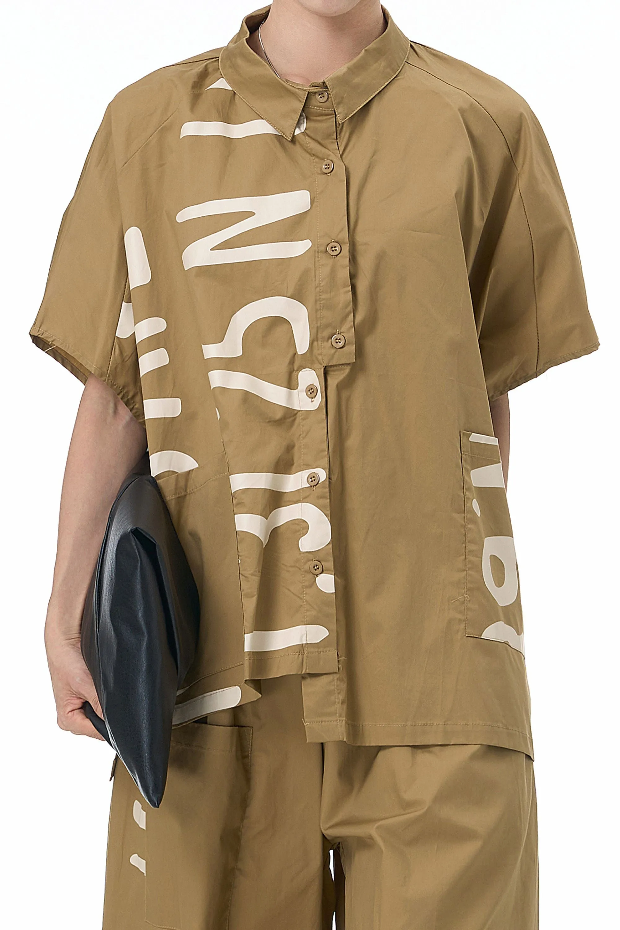 BEIGE CLAY CASCADE OVERSIZED SHIRT