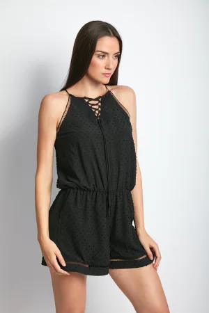 Best Days Lace Up Swiss Dot Mila Romper
