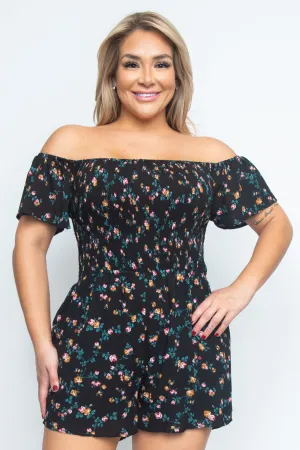 Black Floral Plus Size Romper