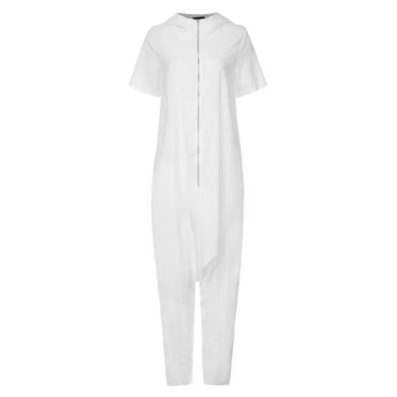 Boho Romper Vintage Short Sleeve with Hood