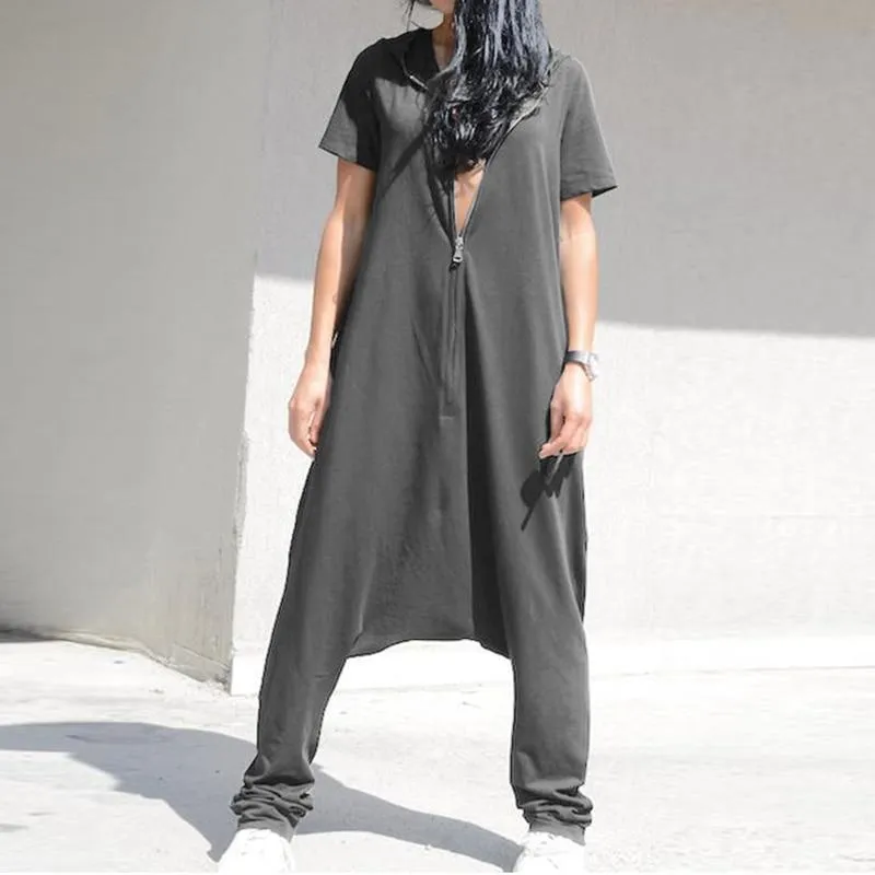 Boho Romper Vintage Short Sleeve with Hood