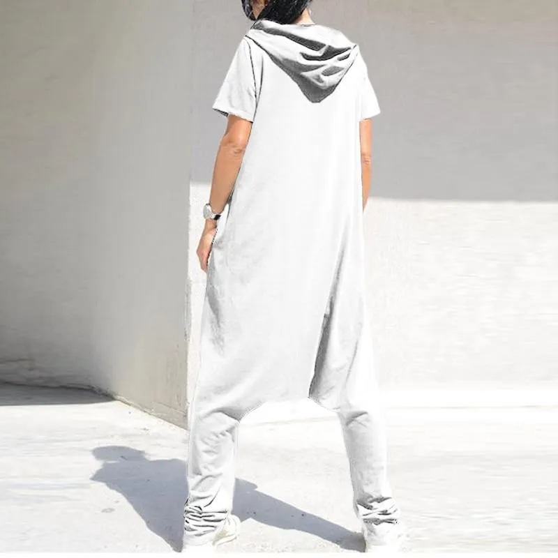 Boho Romper Vintage Short Sleeve with Hood