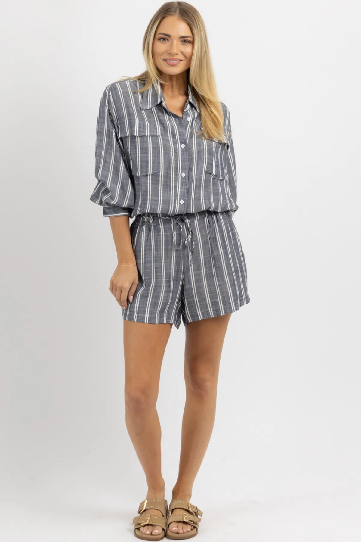 BONNIE BELTED LINEN ROMPER
