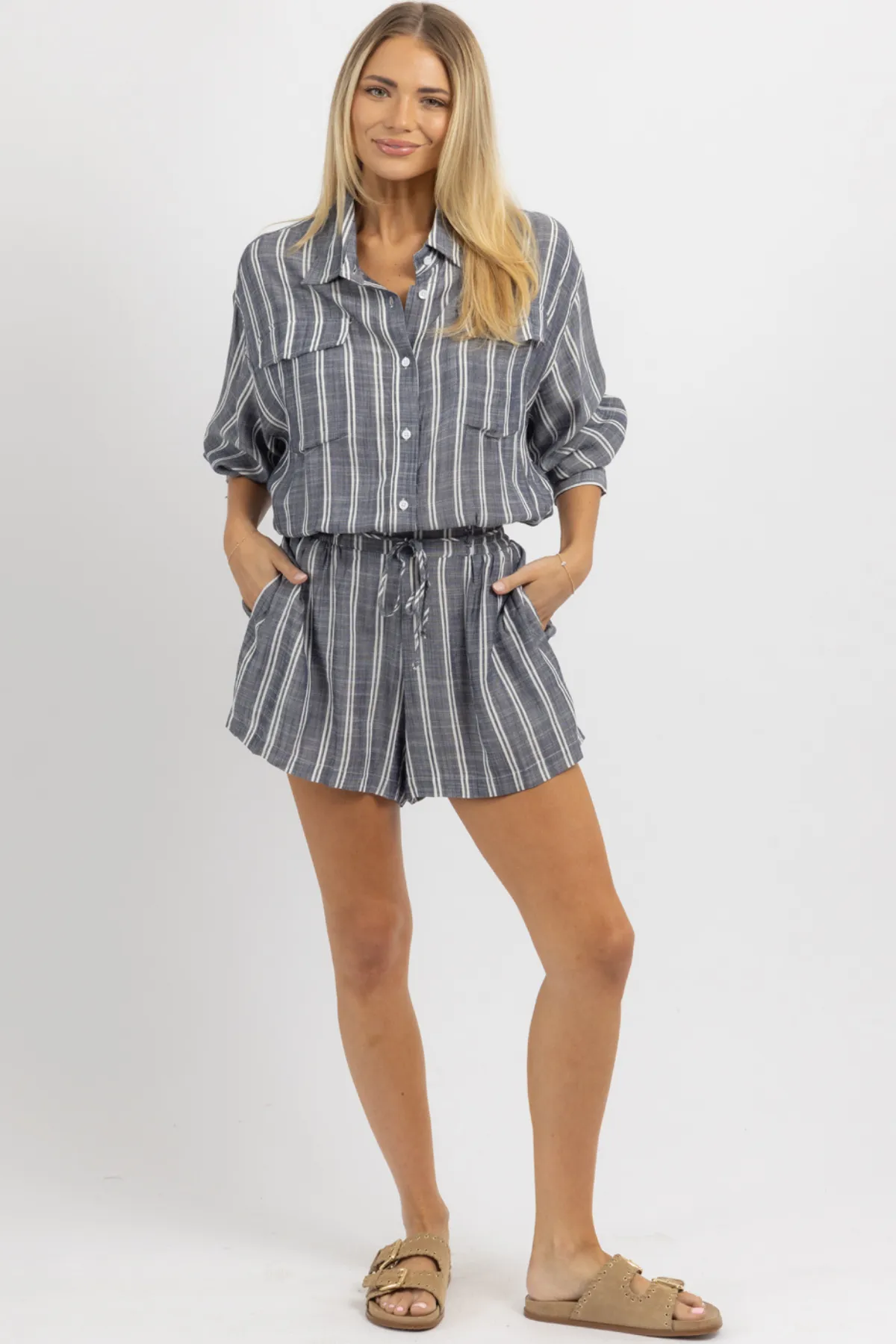 BONNIE BELTED LINEN ROMPER