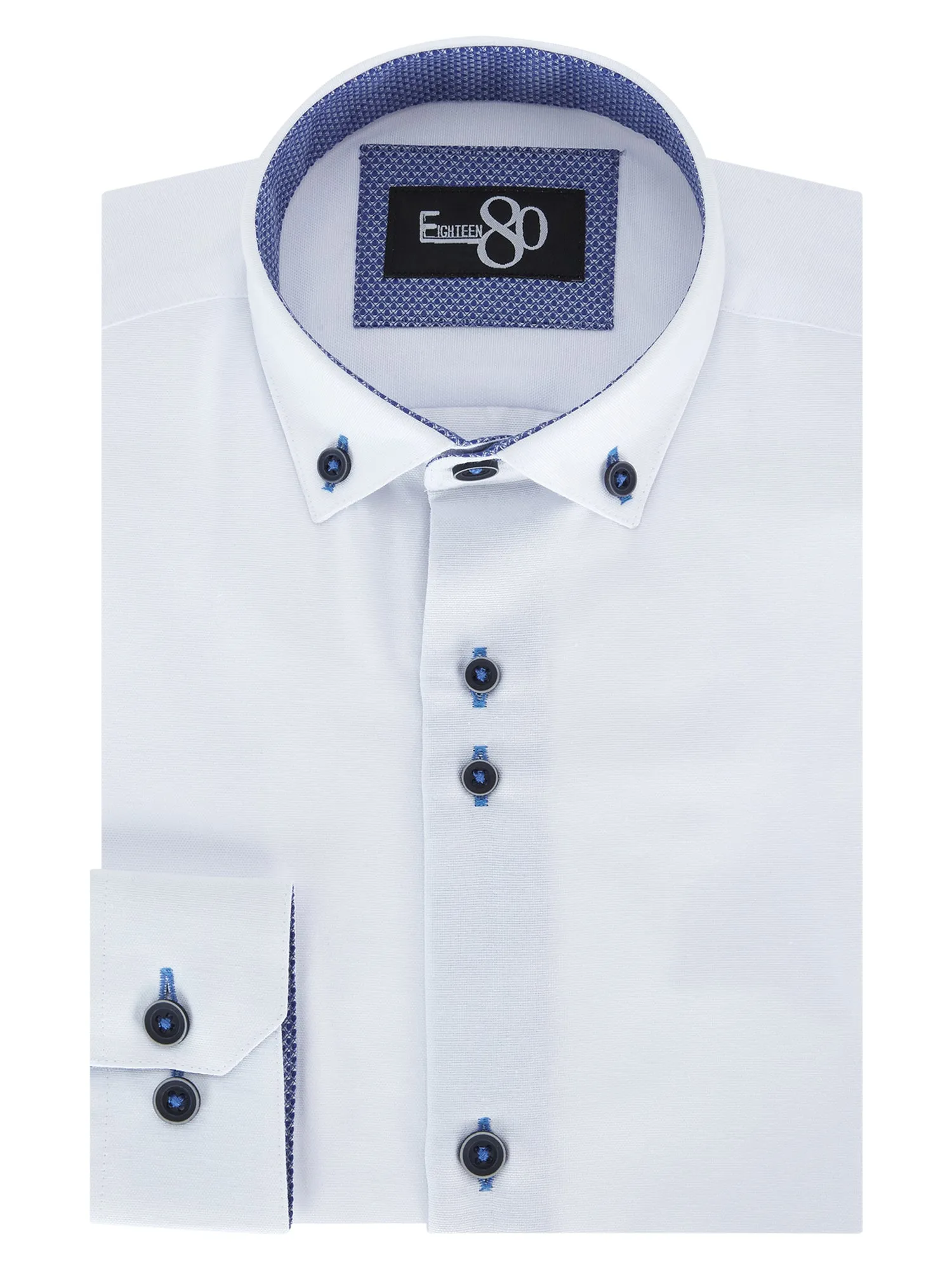 Boys 1880 Henley Long Sleeve Shirt - White