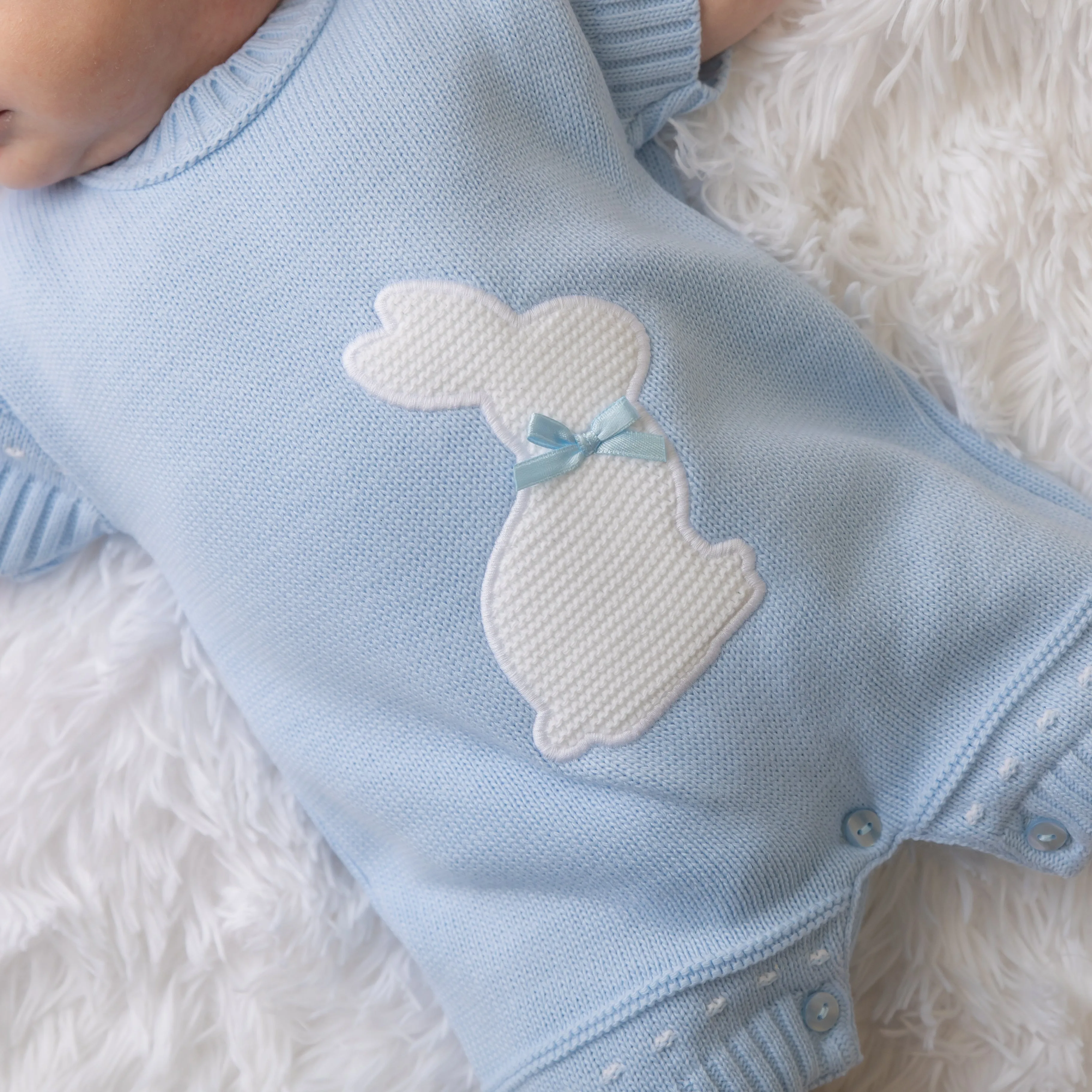 Boys Blue Bunny Knitted Romper