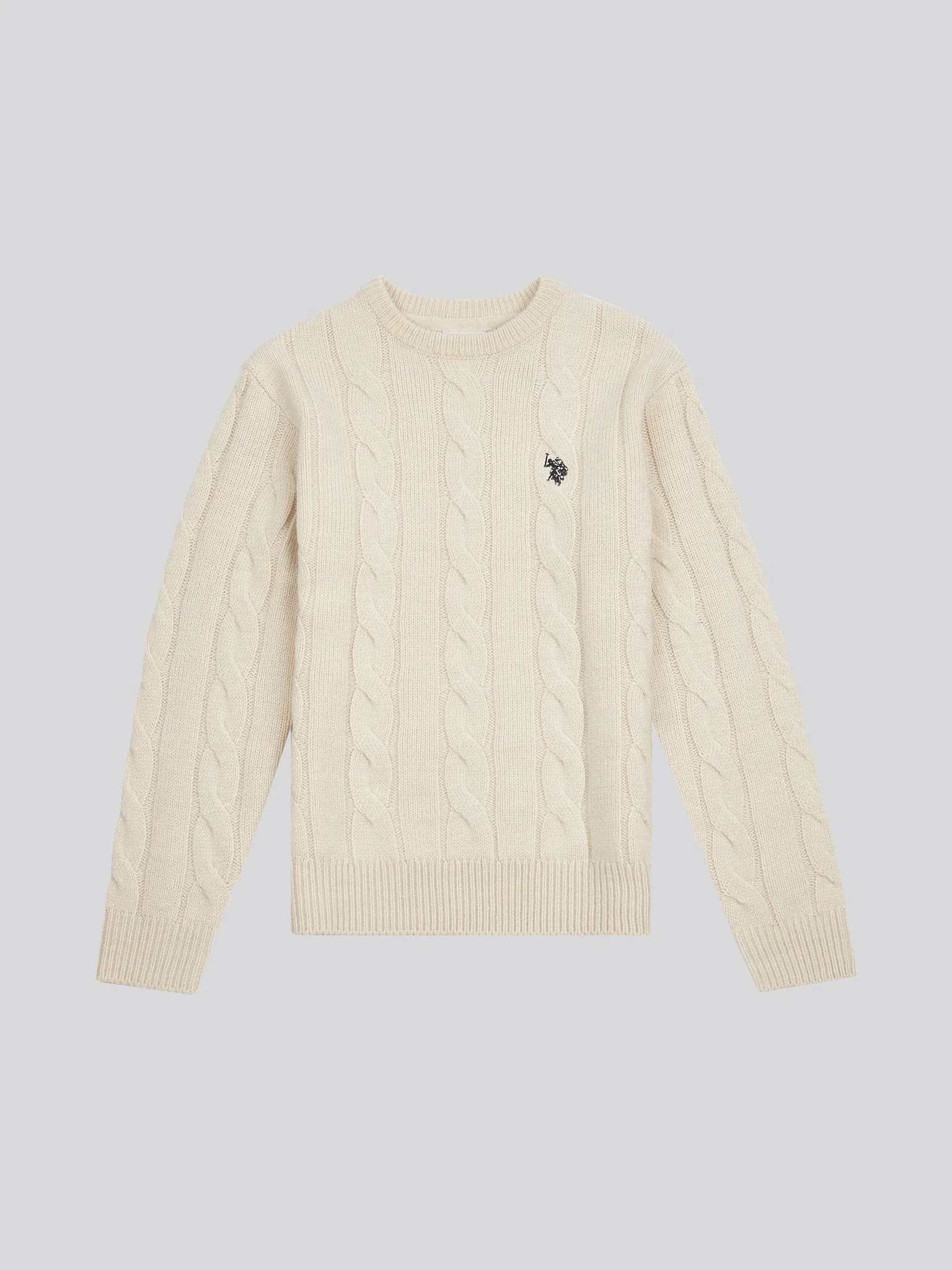 Boys Cable Knit Jumper in Birch Marl