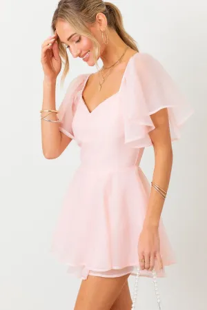 Bubble Short Sleeves Romper Blush