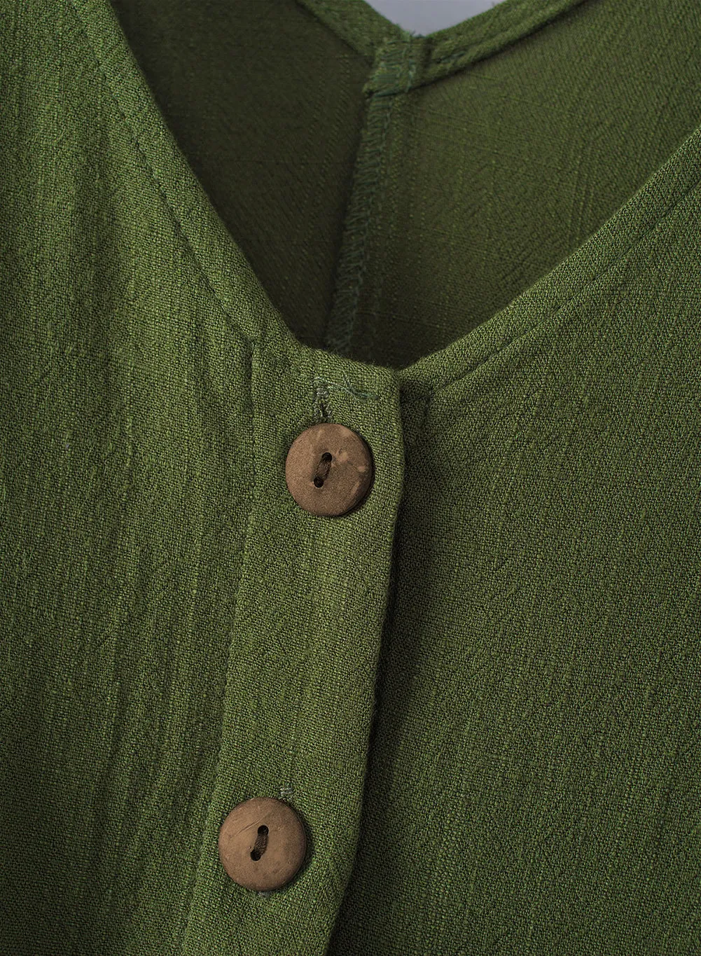 Button V Neck Romper With Belt