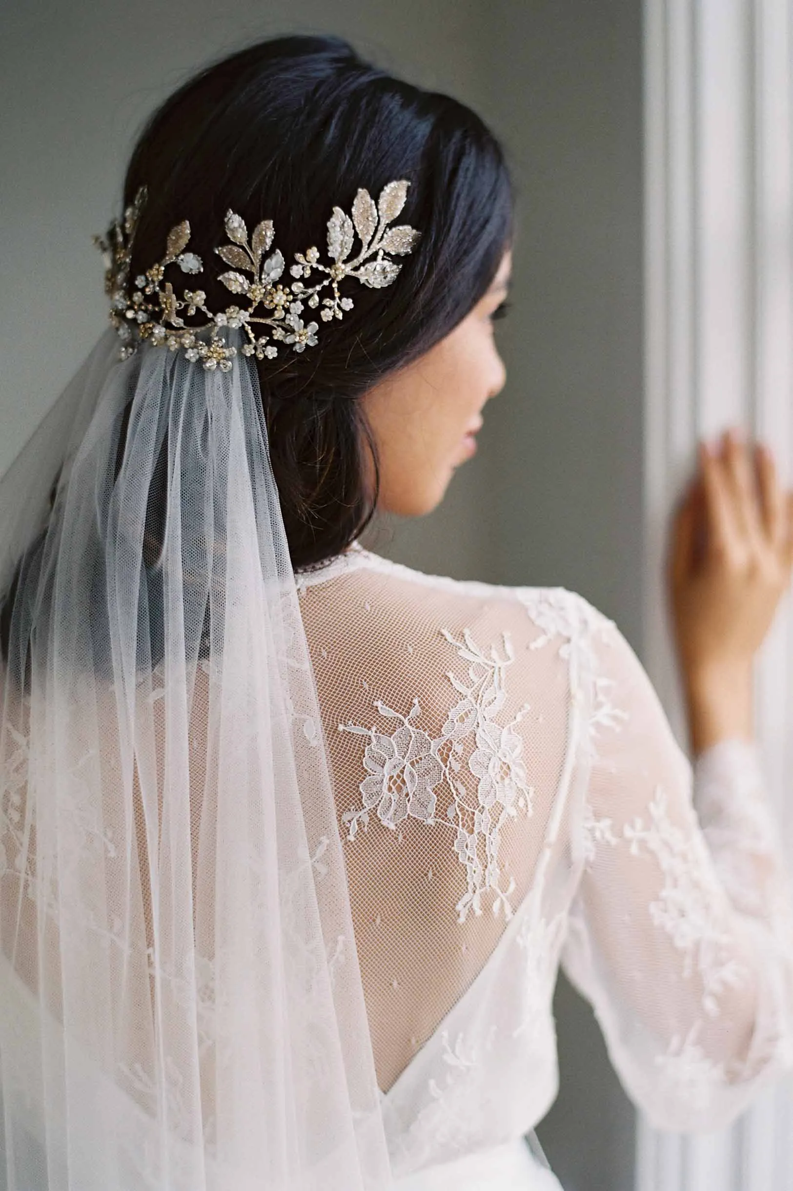 Camellia bridal lace robe in Ivory