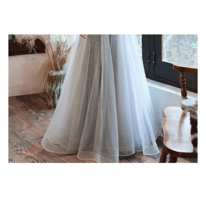 Cap-Sleeve Sequin Mesh Panel A-Line Evening Gown / Midi Dress