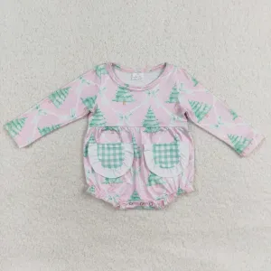 Christmas tree  pockets LR1018  girl romper 202407 RTS