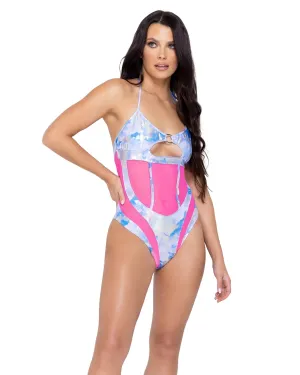 Cloud Print &amp; Sheer Romper