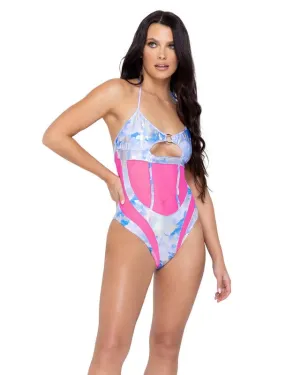 Cloud Print Sheer Romper Festival Ravewear