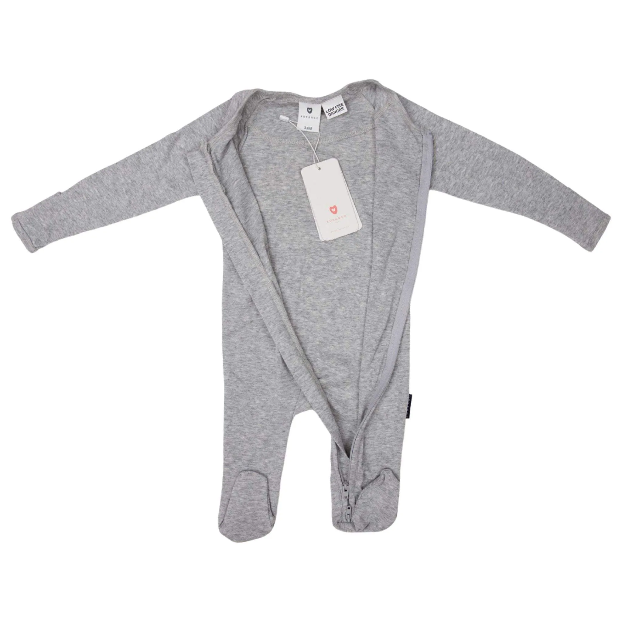 Cotton Modal Double Zip Romper Grey Marle