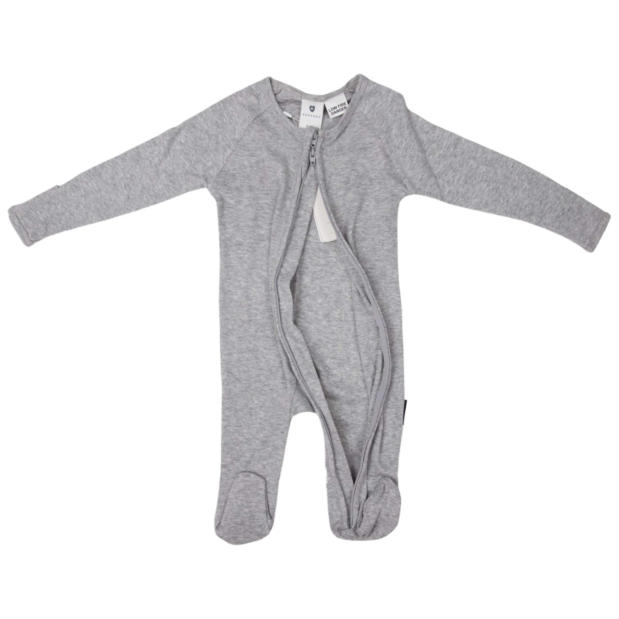 Cotton Modal Double Zip Romper Grey Marle