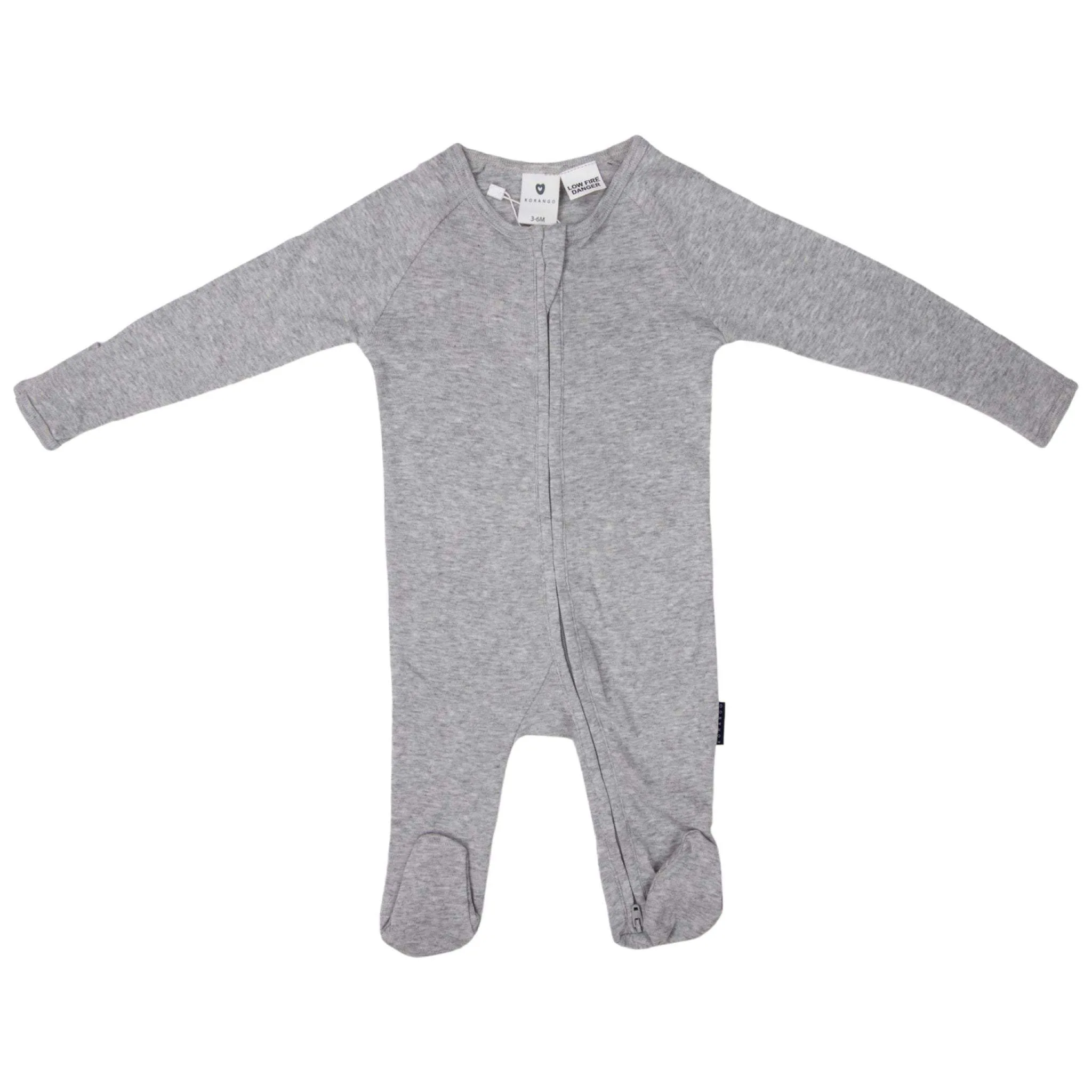 Cotton Modal Double Zip Romper Grey Marle