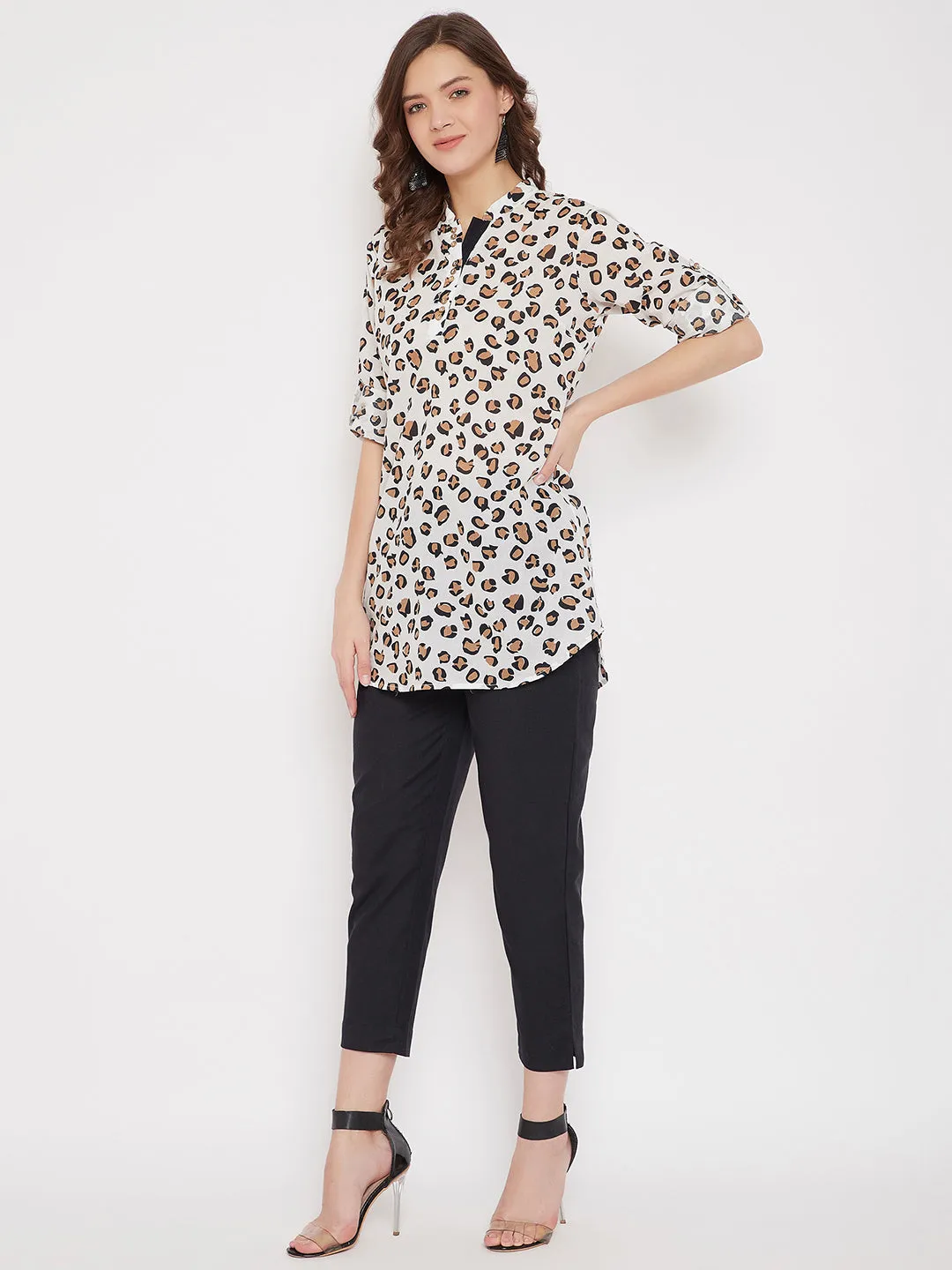 Cotton Printed Tunic & Black Trouser Set( Sku- 21SP03)