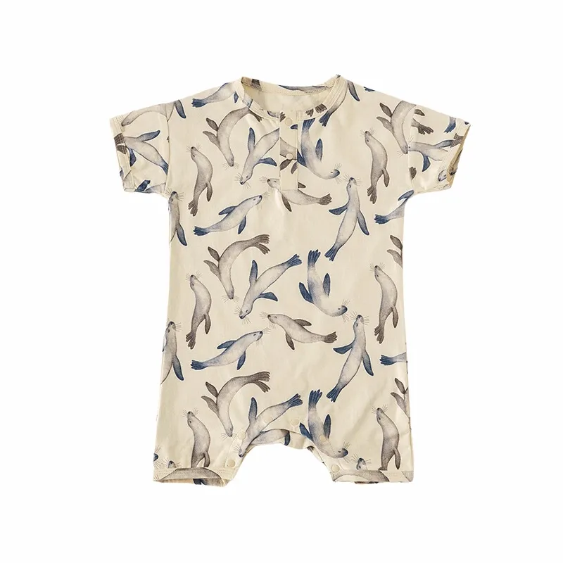Cotton Shorty Romper || Seal Splash