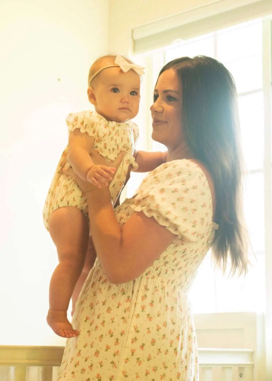 Cream Muslin Puff Sleeve Dress