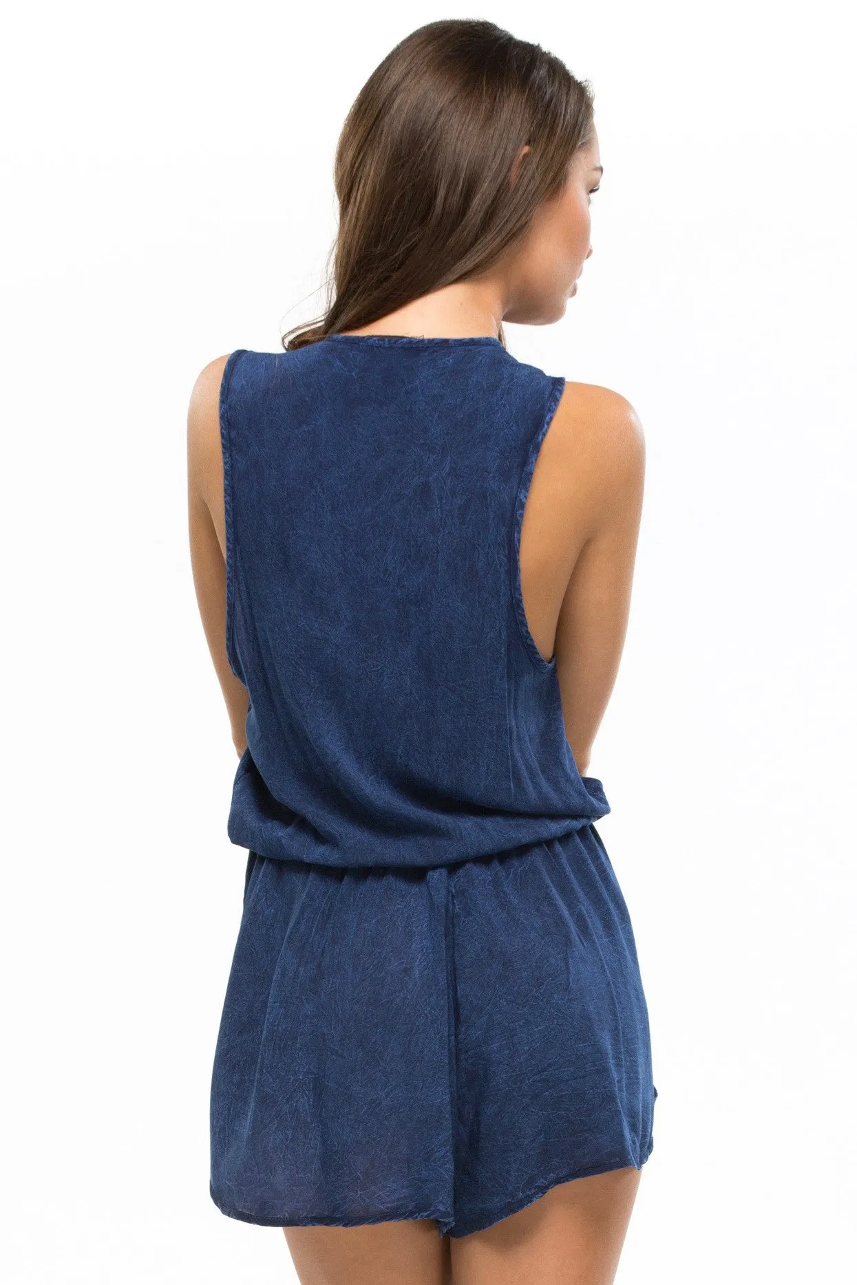 Deep V Sleeveless Romper