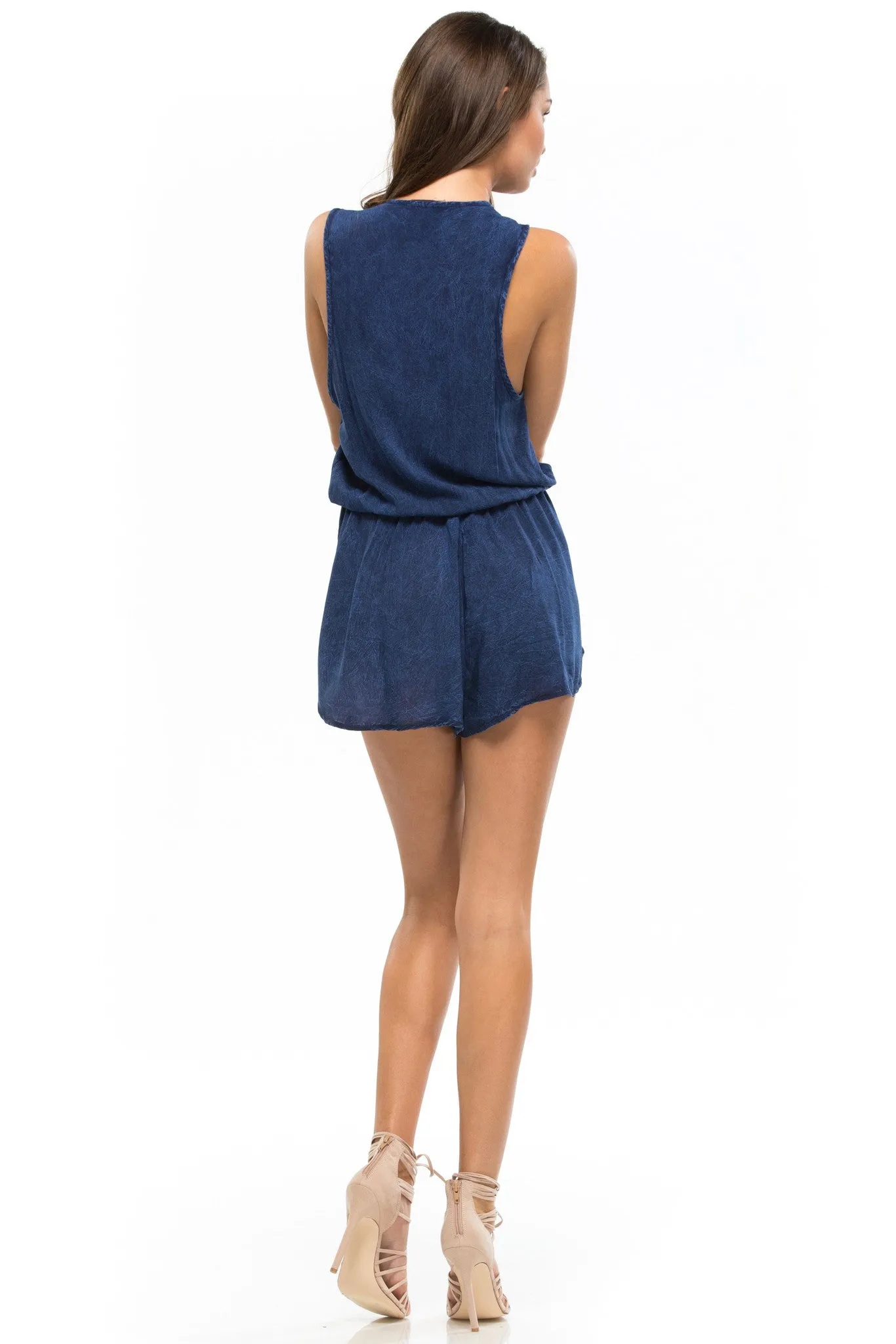 Deep V Sleeveless Romper