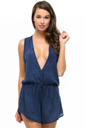 Deep V Sleeveless Romper