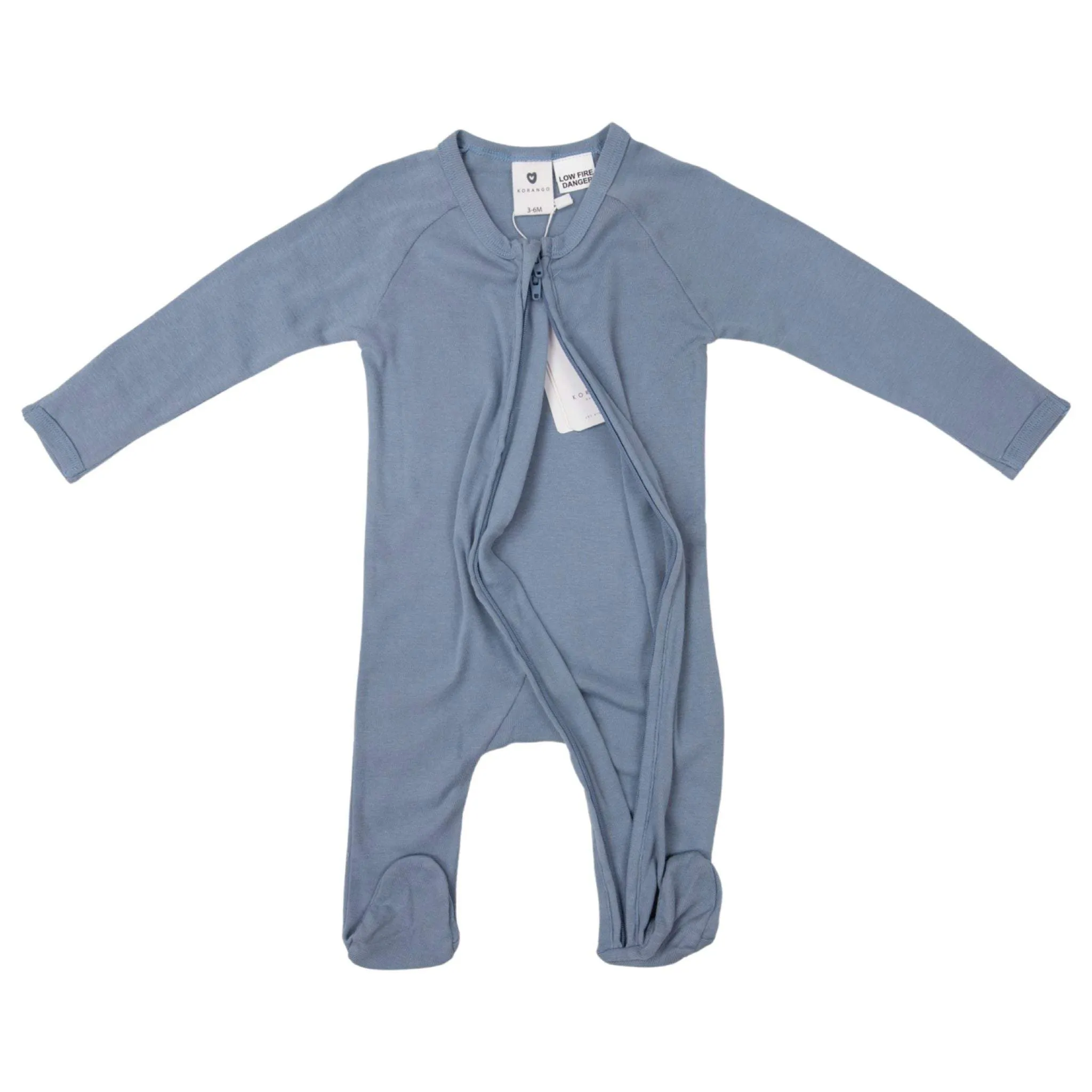 Double Zip Cotton Modal Romper Dusty Blue