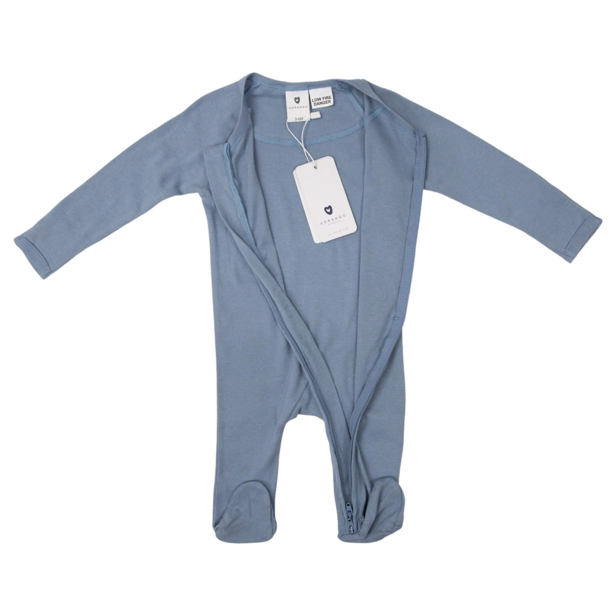 Double Zip Cotton Modal Romper Dusty Blue