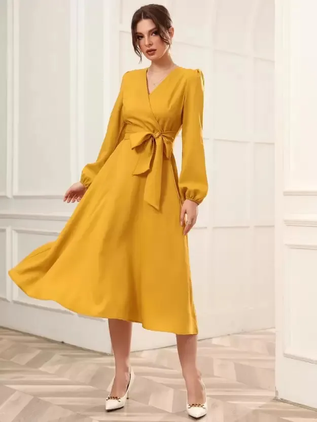 Elegant A-Line Wrap Dress
