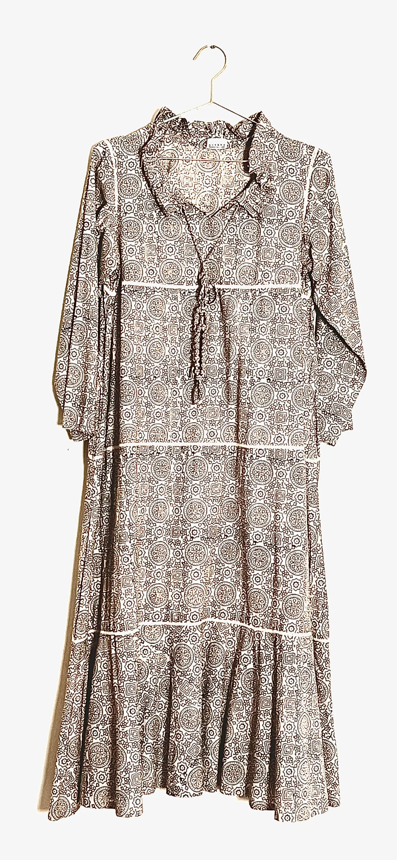 Emily Hope Dress -Ajrakh in Ecru
