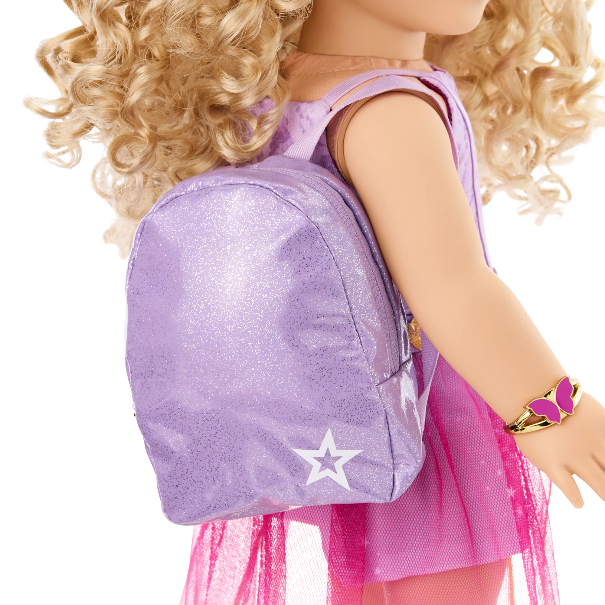 Glam Sparkly Concert Outfit & Colorful Teddy Bear Backpack & Accessory Set Bundle
