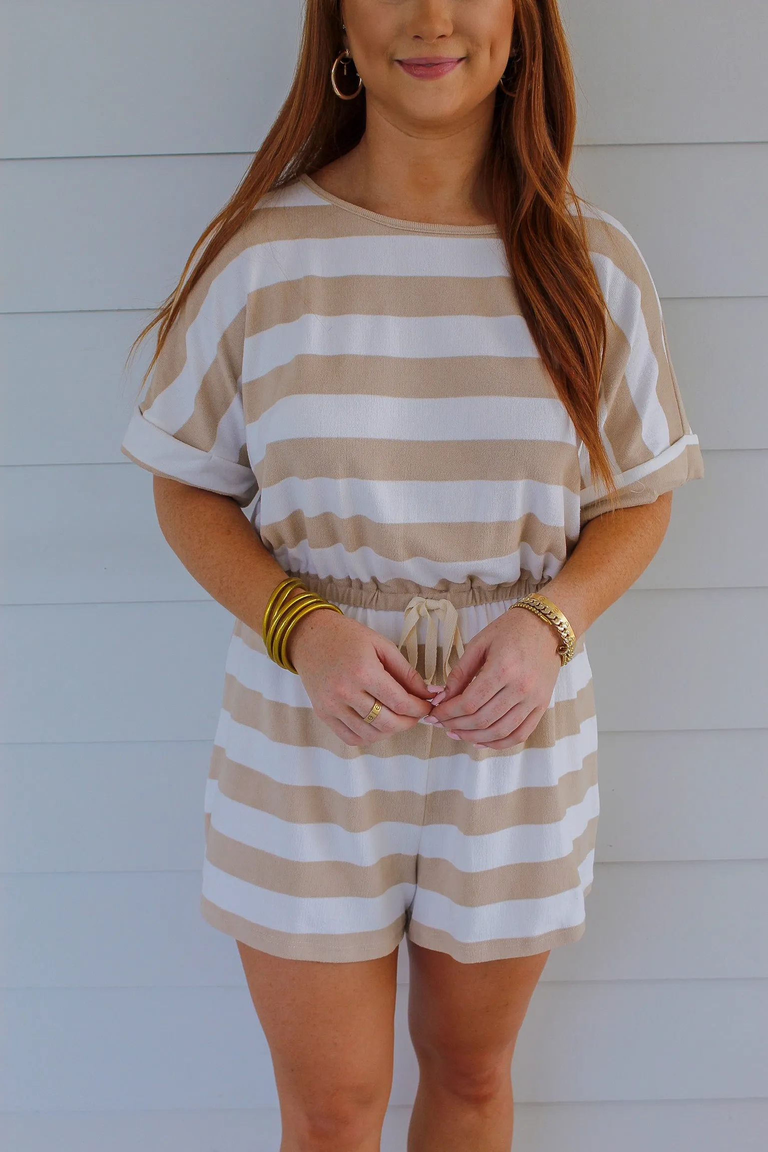 Greer Natural Striped Romper
