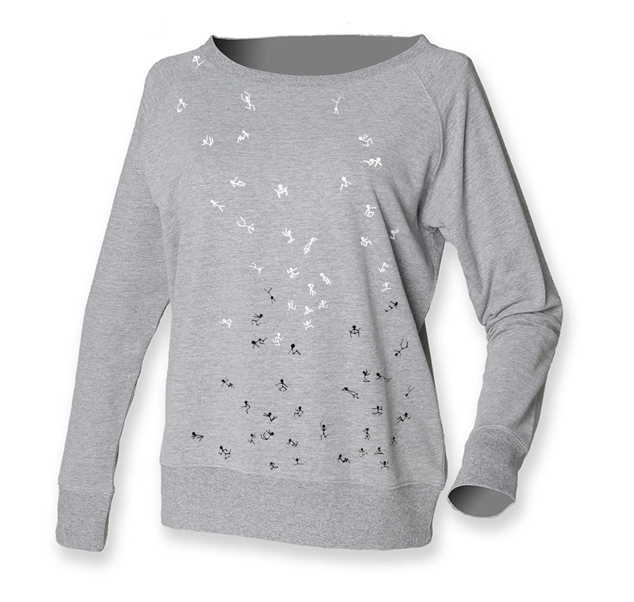 Grey sweatshirt with stick figures