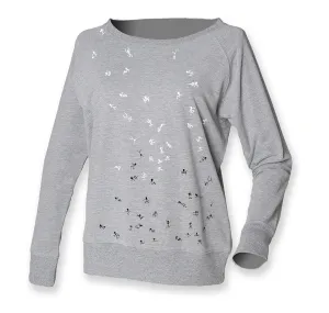 Grey sweatshirt with stick figures