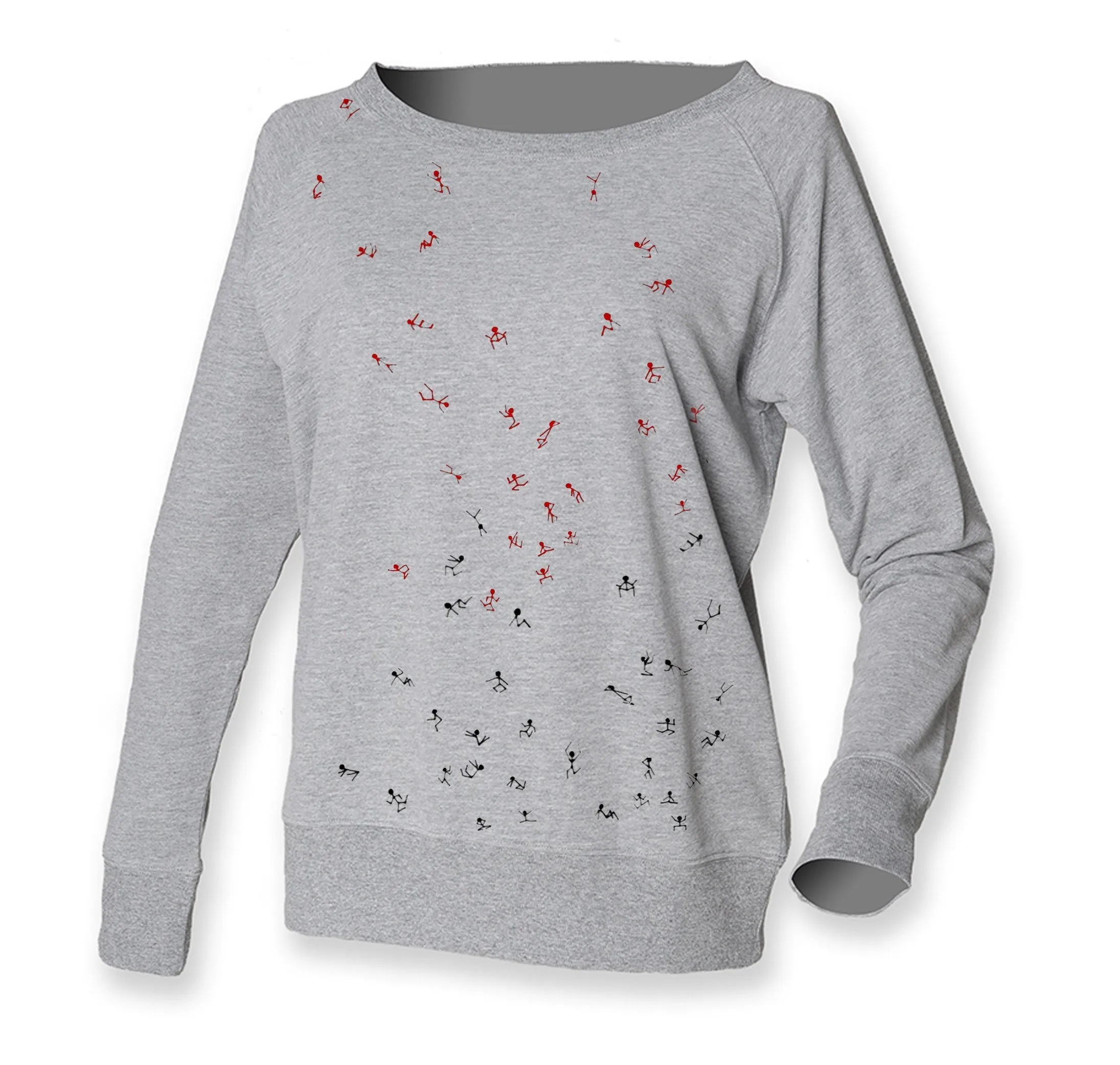 Grey sweatshirt with stick figures