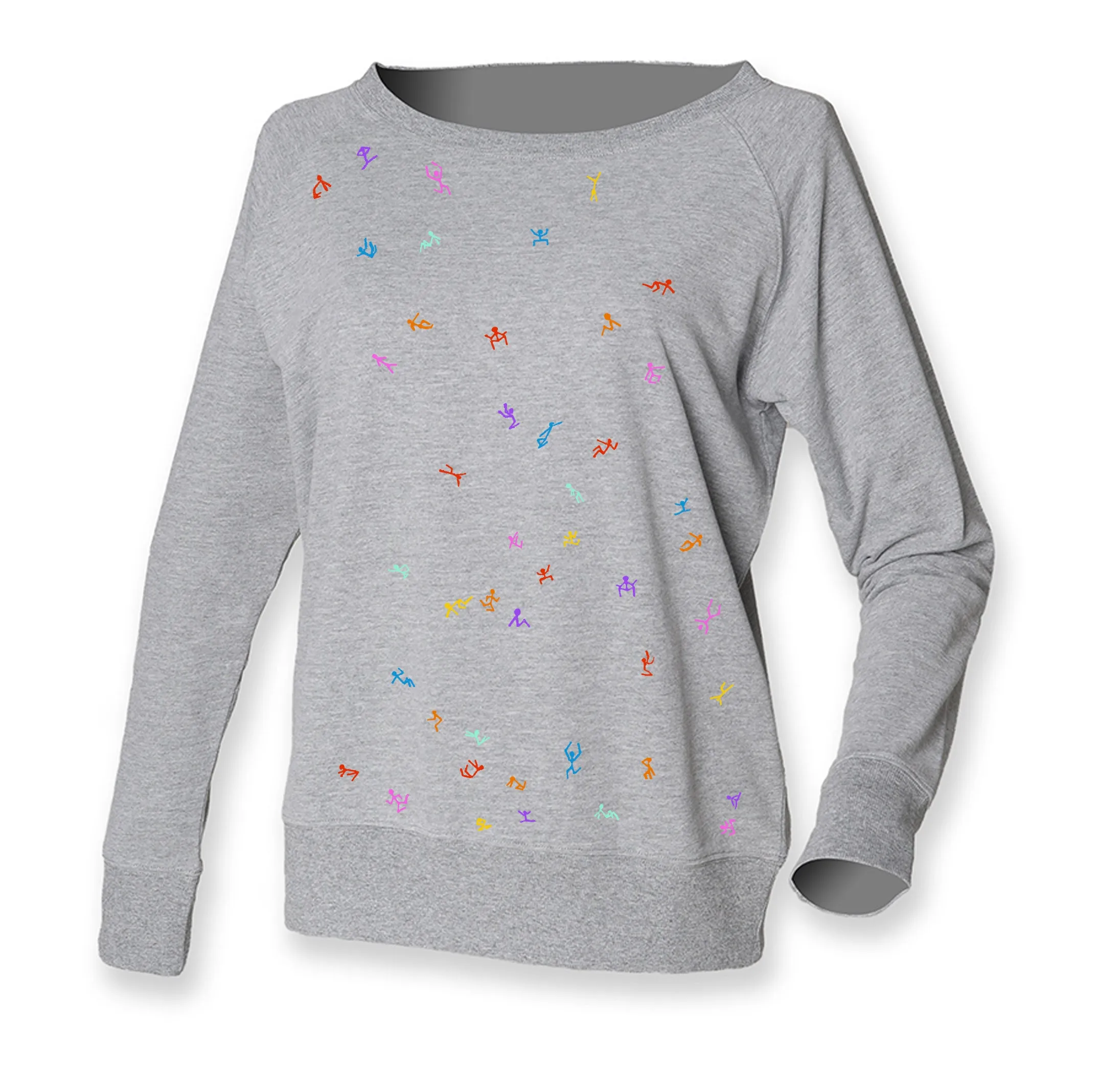 Grey sweatshirt with stick figures