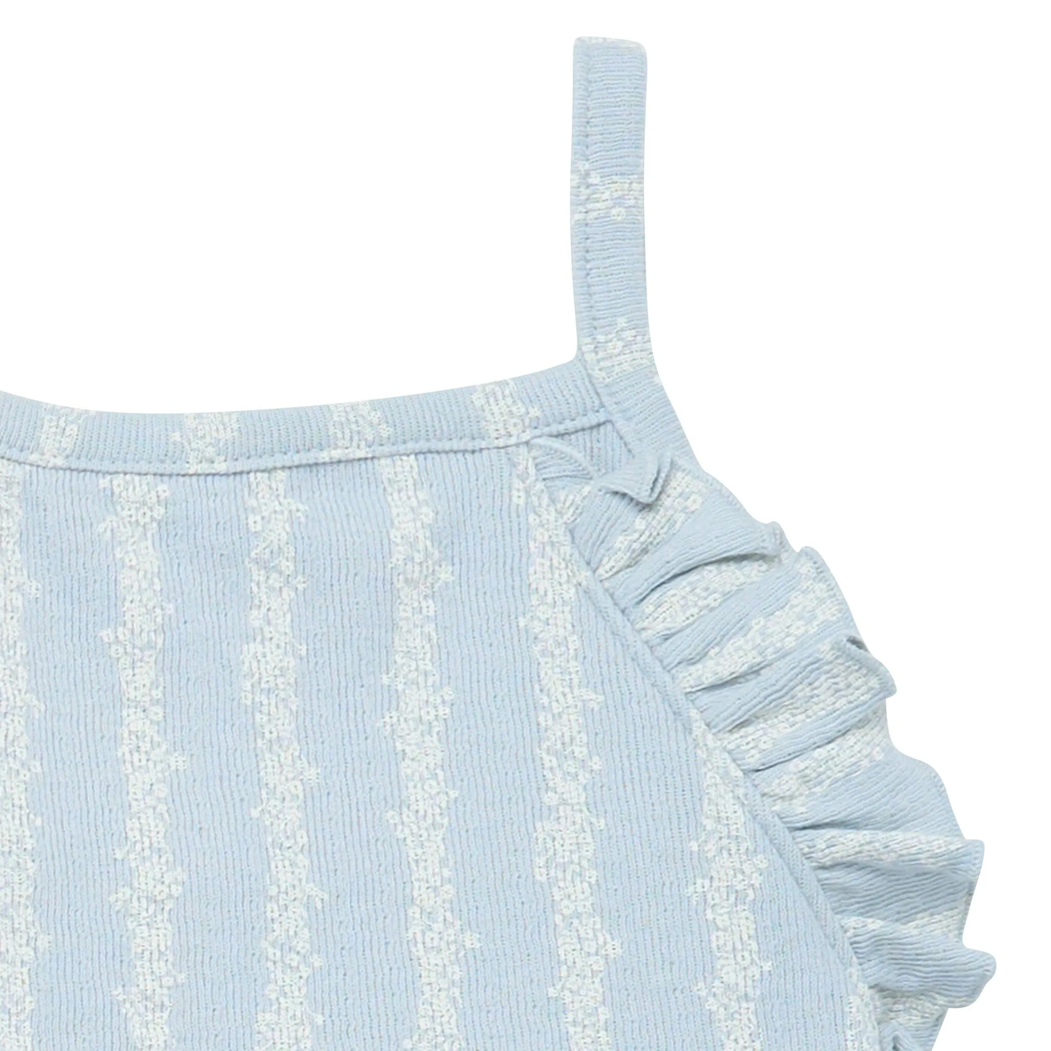Infant & Toddler Girls Light Blue Mini Flower Stripe Ruffle Romper
