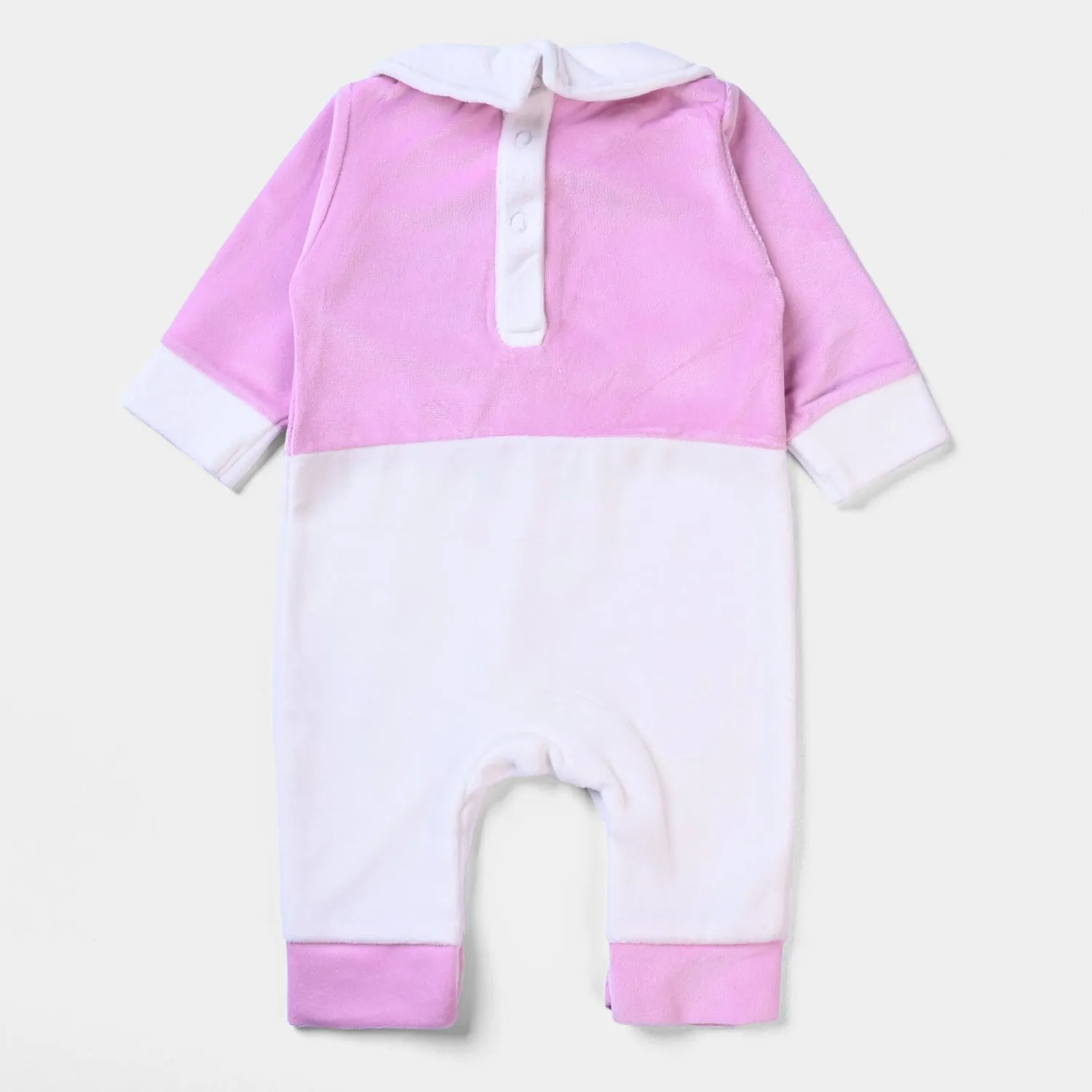 Infant Girls Velour Romper Sheep Face-Pink