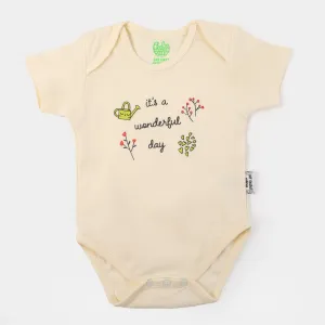 Infant Unisex Cotton Basic Romper Wonderful Day - Cream